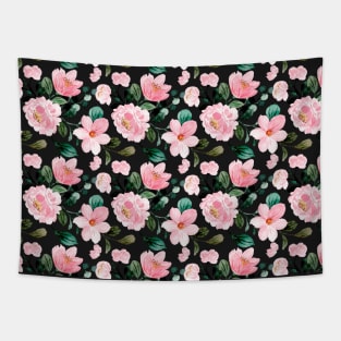 Pink Rose Watercolor Pattern Tapestry