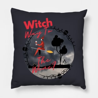 Witch Way To The Wine - Halloween Pillow