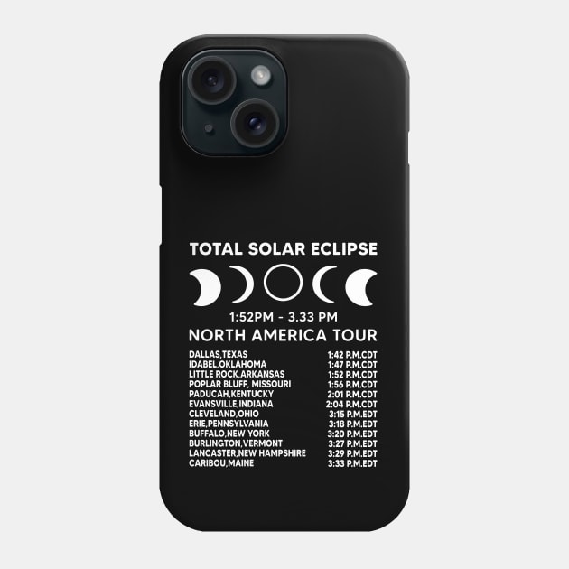 2024 total solar eclipse April 8th Path Of The Eclipse North America Tour State Totality Phone Case by Emma Creation