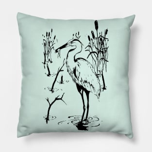 Grey Heron Pillow