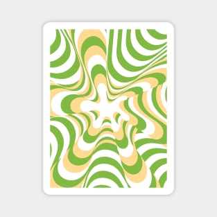 Abstract Groovy Retro Liquid Swirl Green Yellow Pattern Magnet