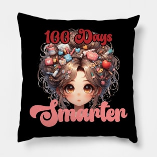 100 Days Smarter Girls Messy Bun Hair nurse Of School Pillow