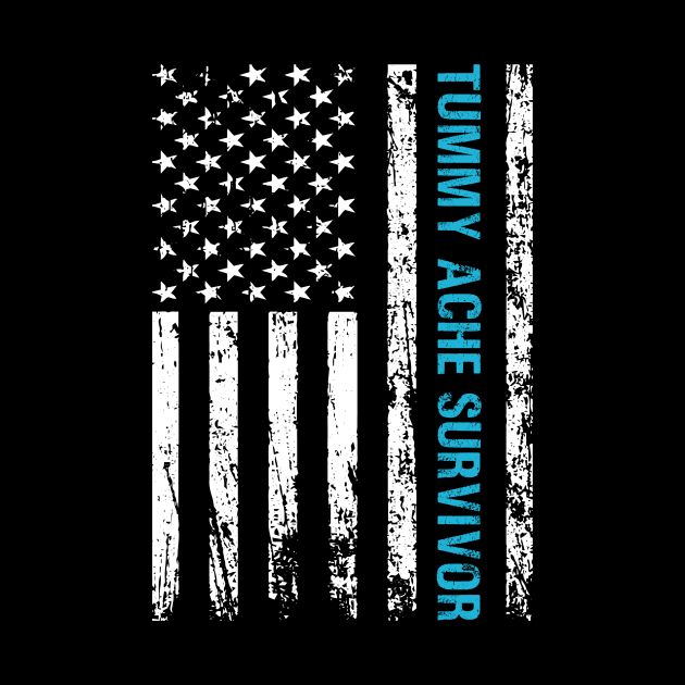 Tummy Ache Survivor USA American Flag by Visual Vibes