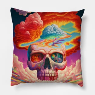 Surreal Skull Colorful Pillow