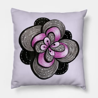 Abstract Flower In Purple Grey Black Decorative Art Pillow