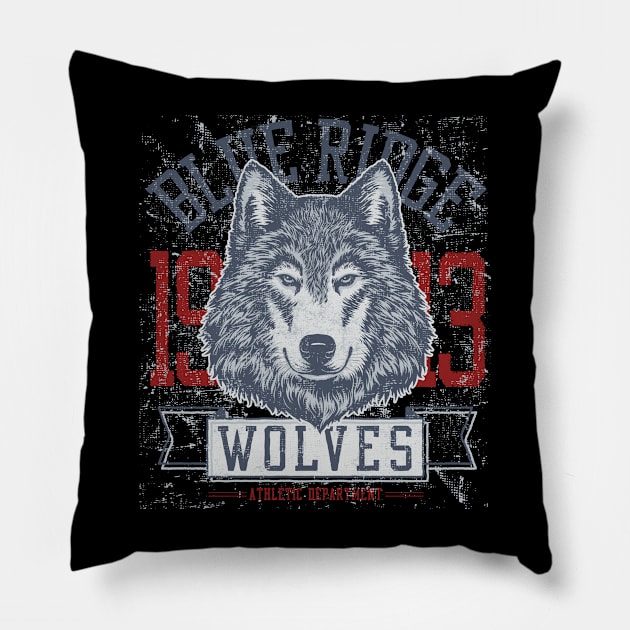 Blue Ridge 1913 Wolves Pillow by dailycreativo