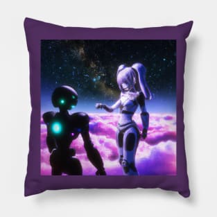 Anime Girl with Alien Pillow