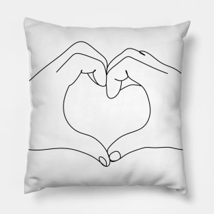 Heart line art by hands Pillow