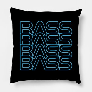 Bass Repeated Text Cool Blue Pillow
