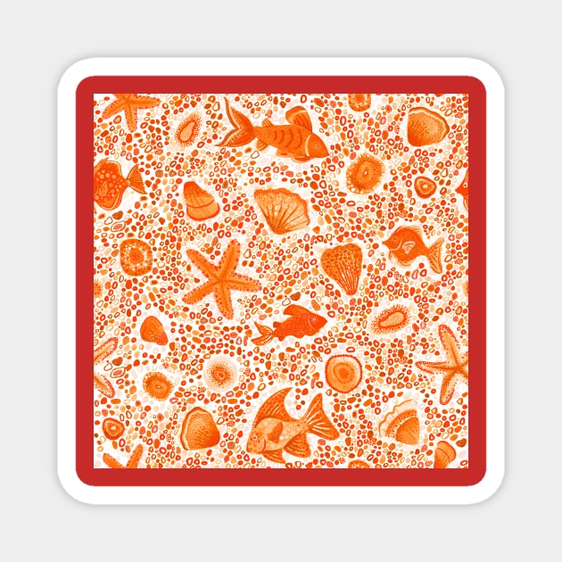 Orange Fishes Magnet by Carolina Díaz