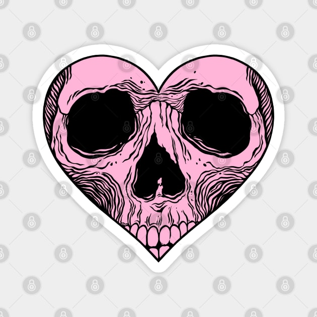 Pink Heart Skull Magnet by OccultOmaStore