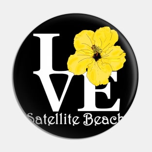 Satellite Beach LOVE Yellow Hibiscus Pin