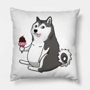 fat husky doge meme Pillow