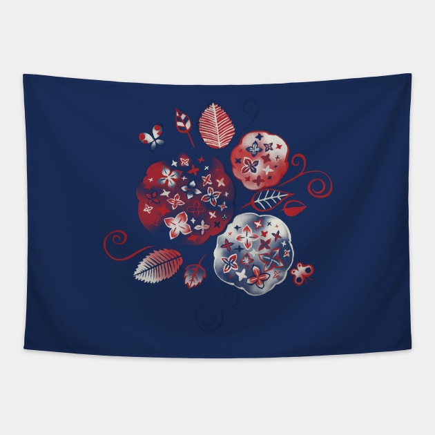 Ajisai / Hydrangea (紫陽花) Tapestry by akaneyabushita