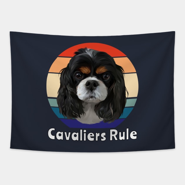 Retro Tri-Colored Cavalier King Charles Spaniel Gifts Tapestry by Cavalier Gifts