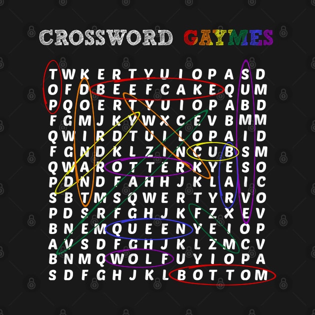 Funny Gay LGBTQ Adult Naughty Humor Slang Crossword Gaymes Puzzle by egcreations