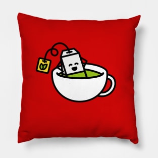 Funny Green tea Matcha tea bag in teacup bath Yoga Pillow