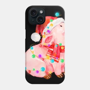 Pig Wearing Santa Hat Lights Christmas Gift For Pig Lovers Phone Case