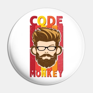 Code Monkey Logo Illustration Pin