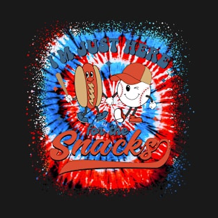 I'm Just Here For The Snacks Baseball 4th Of July Hot Dog T-Shirt