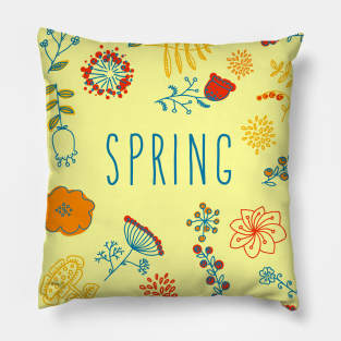 Spring pattern with flowers, vector floral illustration in vintage style Pillow