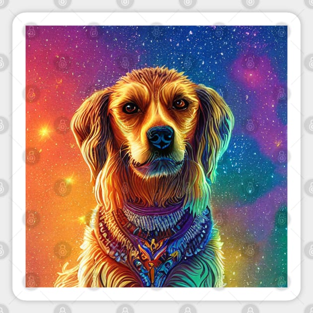 pet canvas art rainbow friends colorful design cute dog face - Blue Dog  Paintings - Sticker