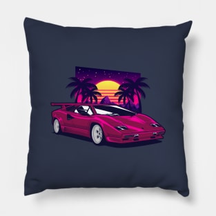 Pink Countach Classic Supercar Pillow