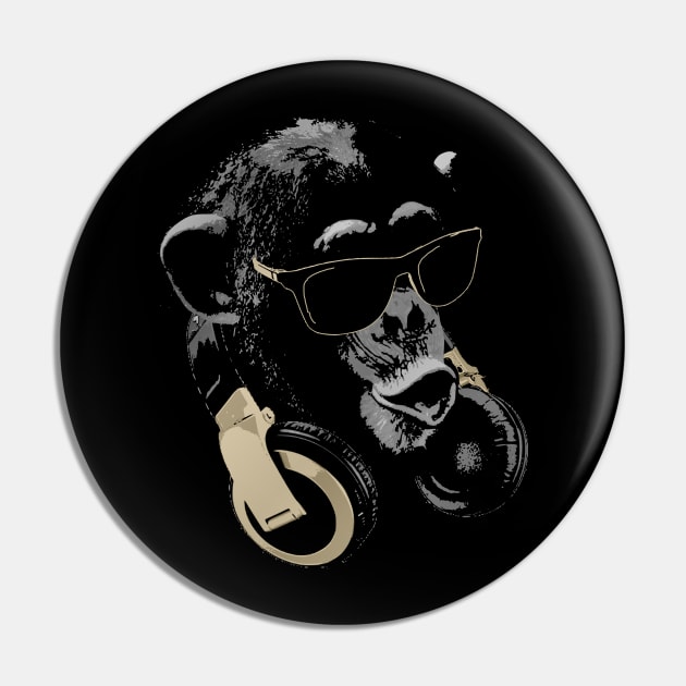 Monkey DJ Bling Pin by Nerd_art