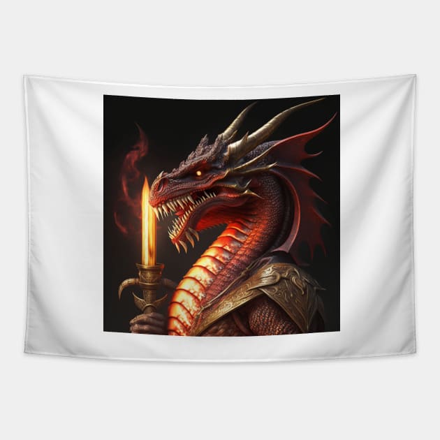 Flaming Warrior Dragon 2 Tapestry by AstroRisq