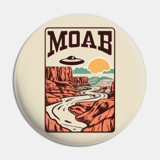 Moab Desert Canyon Retro UFO Illustration - Vintage Extraterrestrial Art Pin