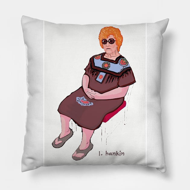 Grandma on White Background Pillow by LarryHankin