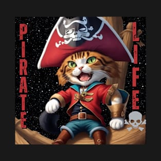 Pirate Life - A Cool Pirate Cat Design T-Shirt