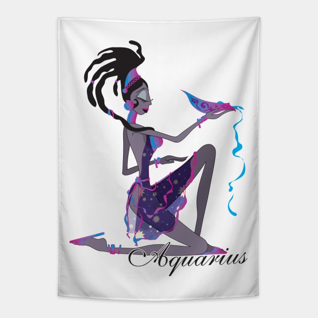 Starlight Aquarius Tapestry by The Cuban Witch