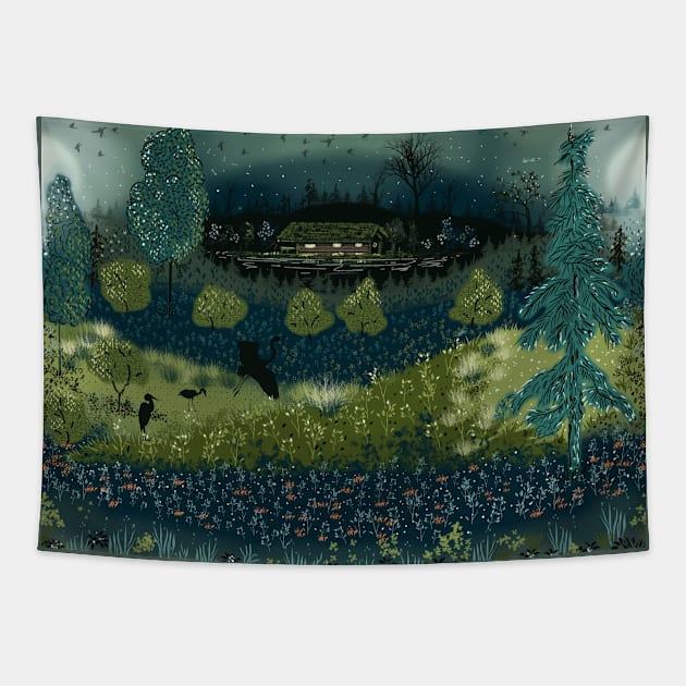 Lake Cabin in Greens Tapestry by Salzanos
