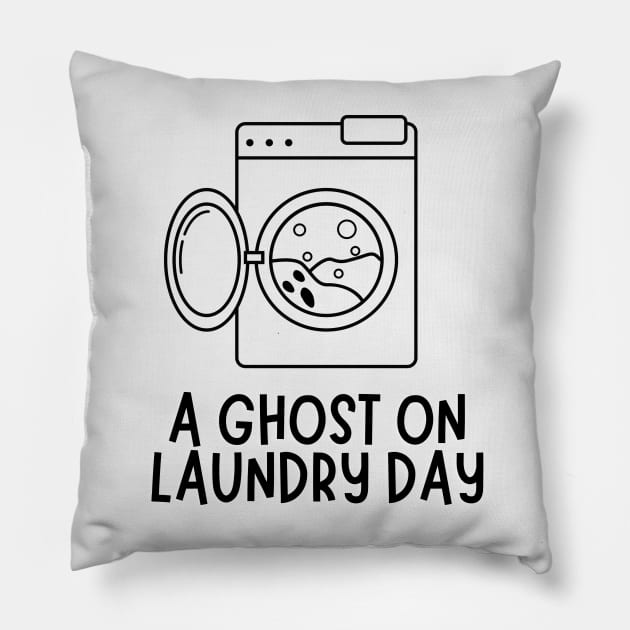 A ghost on laundry day- a funny ghost design Pillow by C-Dogg