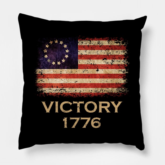 Betsy Ross Flag American Victory 1776 Distressed Pillow by folidelarts