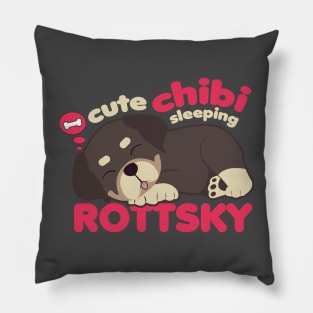 Cute Chibi Sleeping Rottsky Pillow