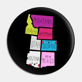 Kawaii American states, Cute American States Pin