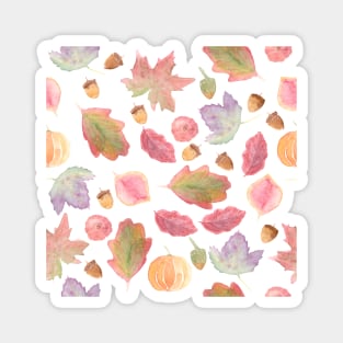 Watercolor Fall leaves, pumpkins and acorns | Pattern Magnet