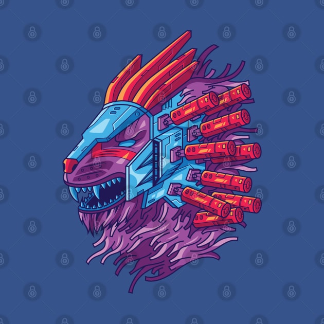 cyperpunk futuristic lion by Mako Design 