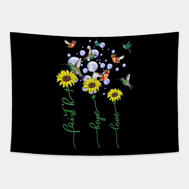 Sunflower Faith Hope Love Costume Gift Tapestry by Ohooha