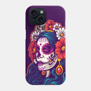 Dia de los Muertos Sugar Skull Woman Illustration Phone Case