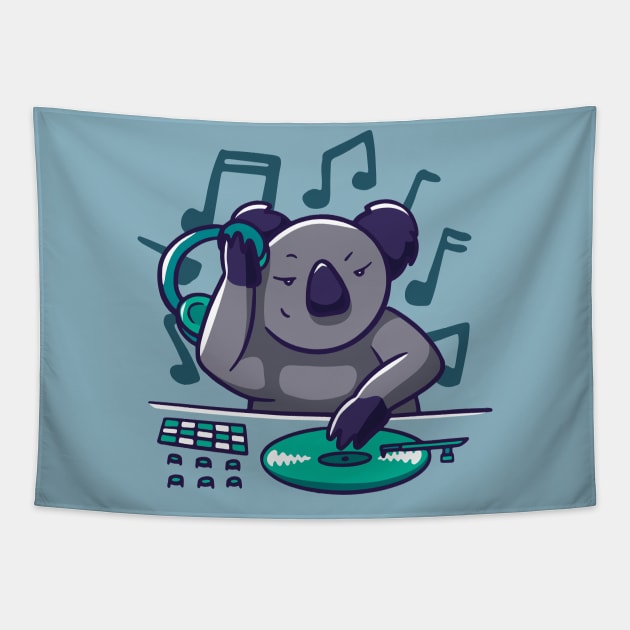 Cute Cartoon Koala DJ Tapestry by SLAG_Creative