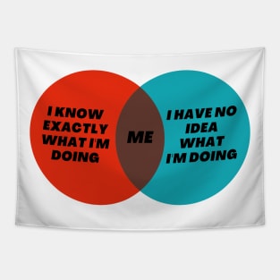 Funny Venn Diagram of Me I know exactly what I’m doing - I have no idea what I’m doing Tapestry