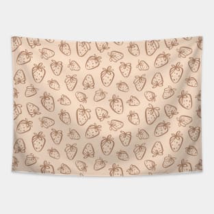 Cute Strawberry Print Strawberries Outline Pattern Beige Tapestry