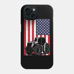 Tractor American Flag patriotic vintage farming Phone Case