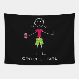 Funny Womens Crochet Girl Illustration Tapestry