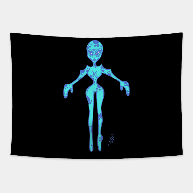 Bleu alien Tapestry by Benlamo