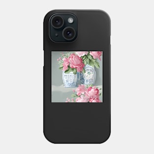 French roses in vase on grey Phone Case