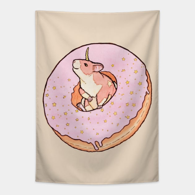 Sweet Fantasy Unicorn Hamster Tapestry by MarinaIllustration